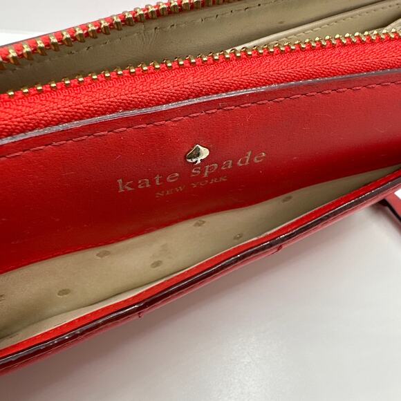 KATE SPADE New York Red Neda Bridge Place Zip Around Wallet - Picture 8 of 10